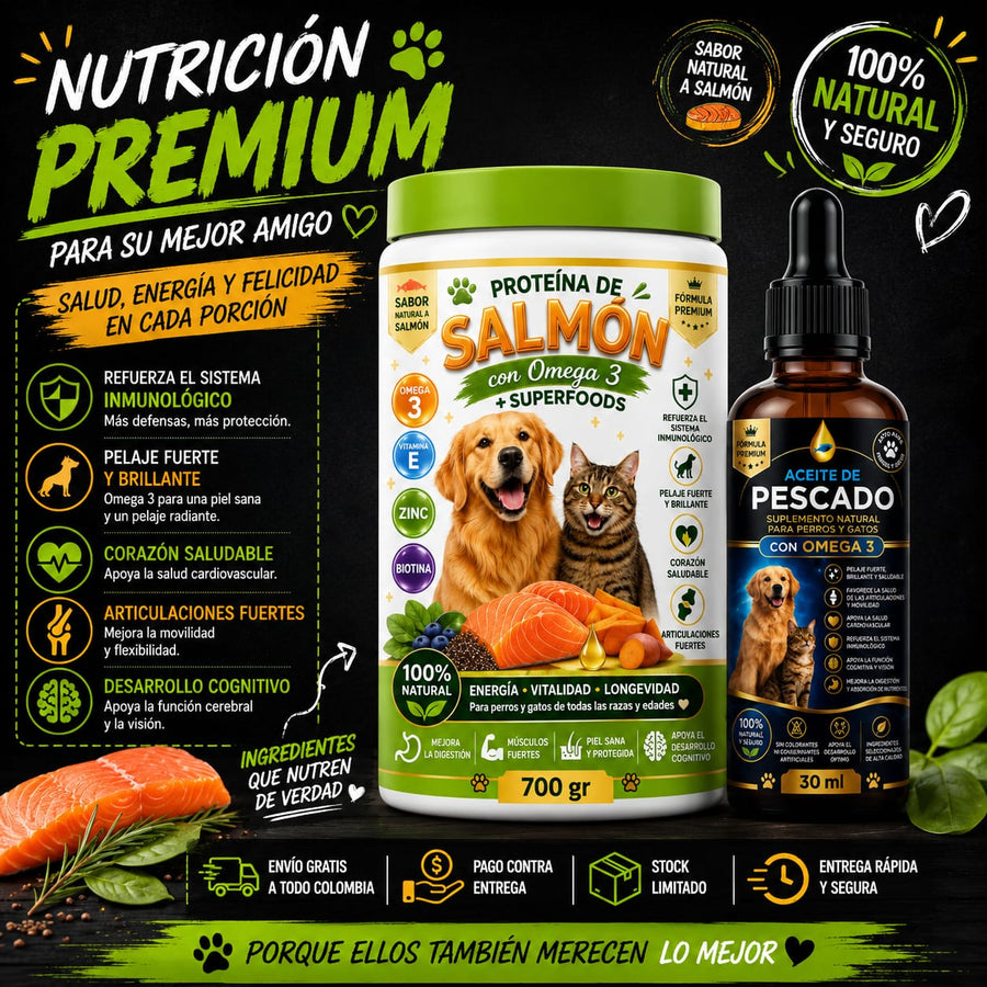 Infografía de Petunio: nutrición premium para perros y gatos, con beneficios en sistema inmunológico, pelaje, corazón, articulaciones y desarrollo cognitivo